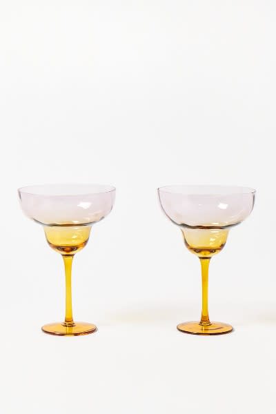 Oliver Bonas Java Yellow Ombre Margarita Glasses Set of Two