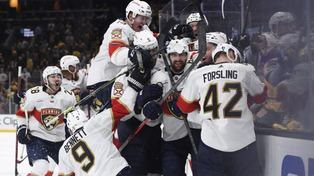 Panthers oust record-setting Bruins 4-3 in OT in Game 7