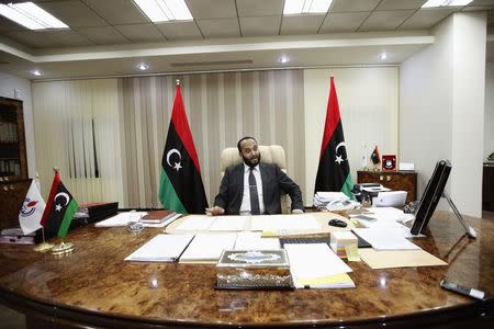 Mashallah Zwai, Oil Minister in rival Prime Minister Omar al-Hassi's government, speaks during an interview with Reuters in Tripoli November 25, 2014. REUTERS/Ismail Zitouny