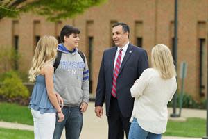 Thomas More University President Joseph L. Chillo, LP.D., engages with students on the University’s campus located in Crestview Hills, Kentucky. Founded in 1921, Thomas More University is private Catholic institution.  #ThomasMore, #ThomasMore100 | www.thomasmore.edu