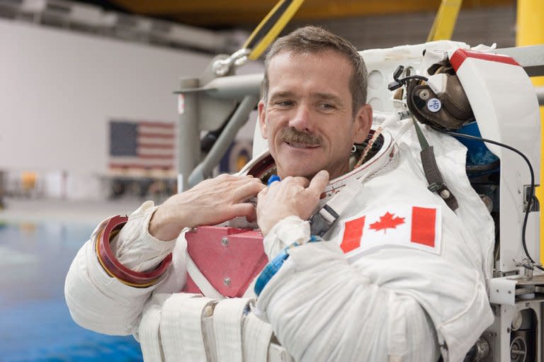 Canadian Space Agency astronaut Chris Hadfield is shown March 14, 2012 during a spacewalk training session at NASA's Johnson Space Center in Houston, Texas