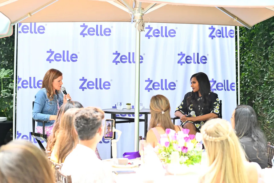 WEST HOLLYWOOD, CALIFORNIA - JUNE 22: (L-R) Melissa Lowry and Mindy Kaling speak during Thrive Through Summer with Zelle and Mindy Kaling at Pendry West Hollywood on June 22, 2022 in West Hollywood, California. (Photo by Stefanie Keenan/Getty Images for Early Warning Services, LLC)