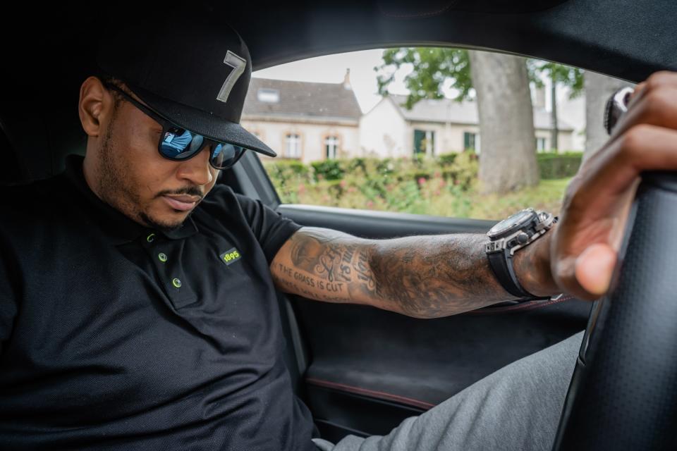 <h1 class="title">Berluti partnered with Ferrari to take us on a trip to Reims, the “Champagne capital of the world,” and visit the vineyard and house of Veuve Clicquot.</h1><cite class="credit">Photo: Rae-Vaughn Lucas / Courtesy of Carmelo Anthony</cite>