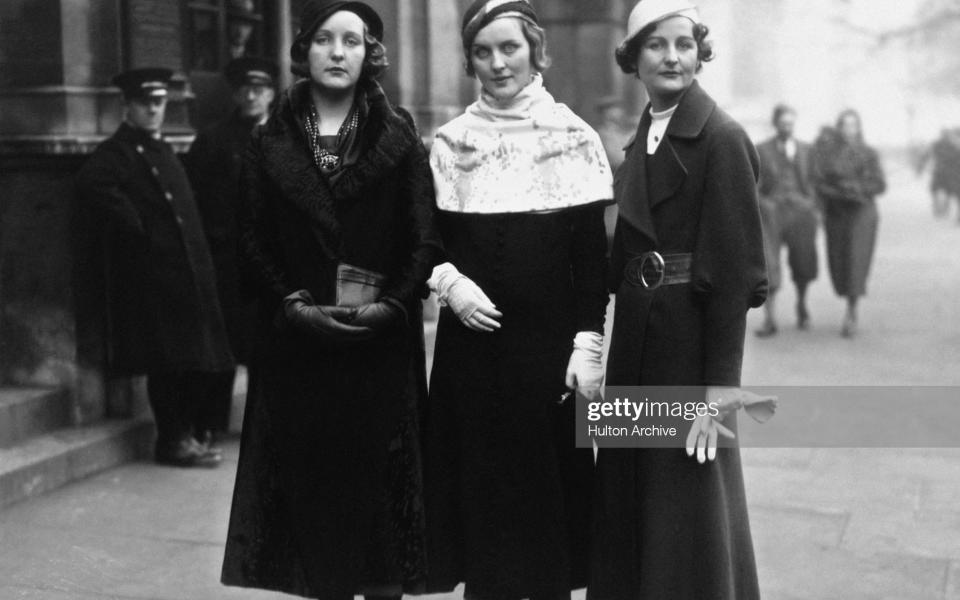 From left to right: Unity Mitford; Diana Mitford (Mrs Bryan Guinness, later Lady Diana Mosley) and writer Nancy Mitford -  Hulton Archive