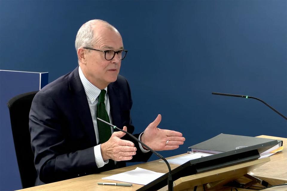 Sir Patrick giving evidence at the inquiry (UK Covid-19 inquiry/AFP via Getty)