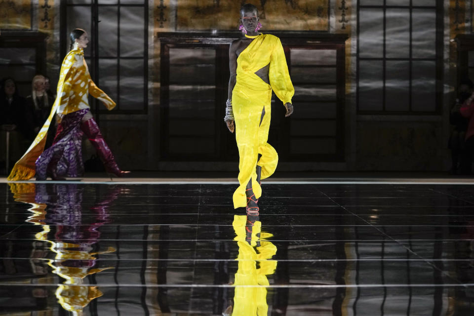 The Prabal Gurung collection is modeled during Fashion Week, Friday, Feb. 10, 2023, in New York. (AP Photo/Mary Altaffer)