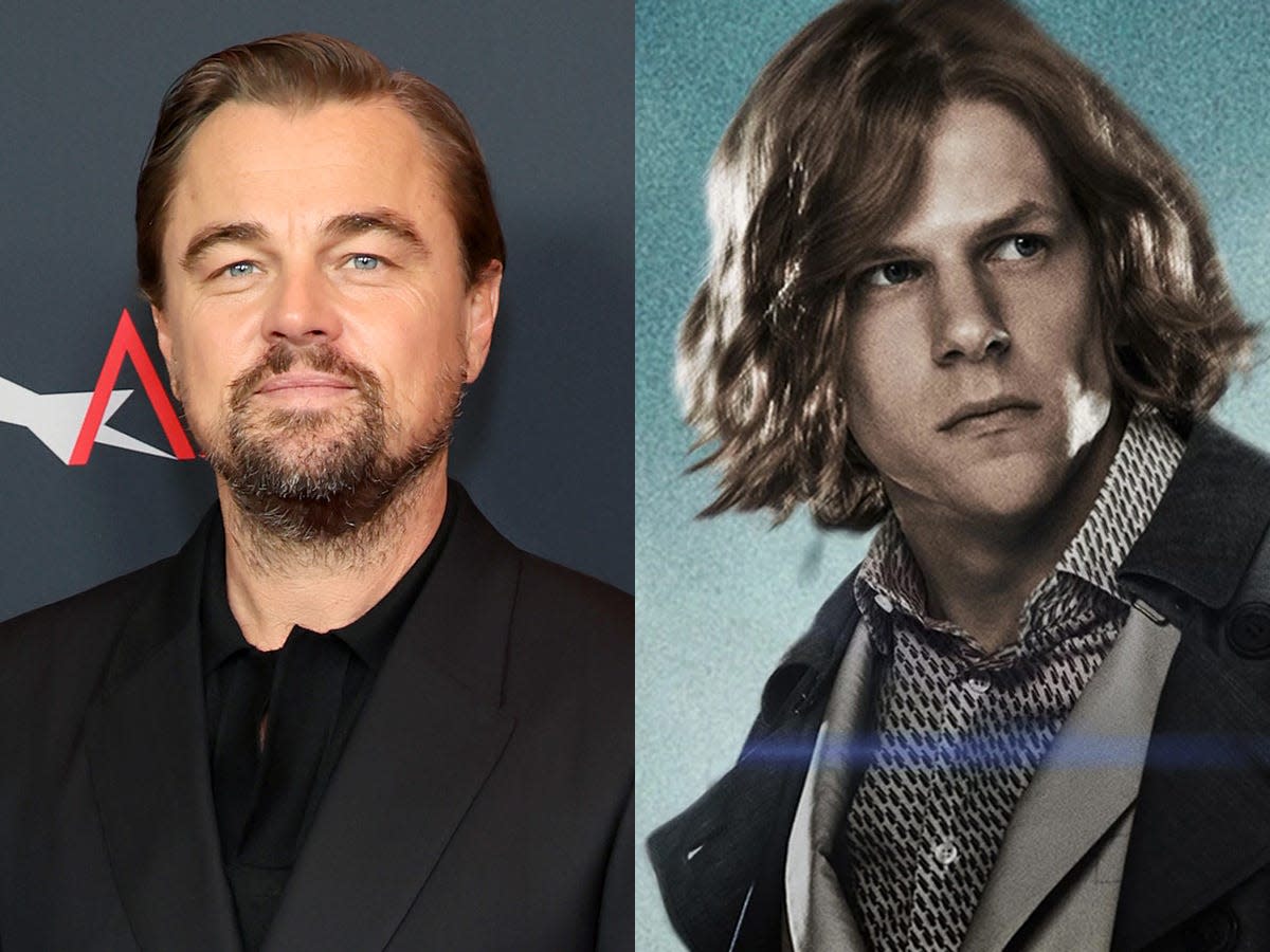 Leonardo DiCaprio a the AFI Awards Luncheon, and Jesse Eisenberg as Lex Luthor in "Batman v Superman: Dawn of Justice."