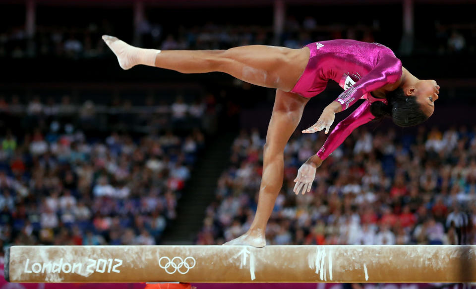 Gabrielle Douglas of the United States competes on the balance beam in the Artistic Gymnastics Women's Individual All-Around final on Day 6 of the London 2012 Olympic Games at North Greenwich Arena on August 2, 2012 in London, England. (Photo by Streeter Lecka/Getty Images)