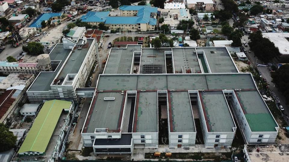 Four years after this aerial view of the new Hospital of the State University of Haiti in Port-au-Prince, the area now resembles a war zone after an alliance of armed gangs launched a series of coordinated deadly assaults on February 29, 2024. Financed by France, the United States and the Haitian government, the new hospital was promised after Haiti’s Jan. 12, 2010, earthquake, but has not yet opened. The former structure remains closed due to violence.