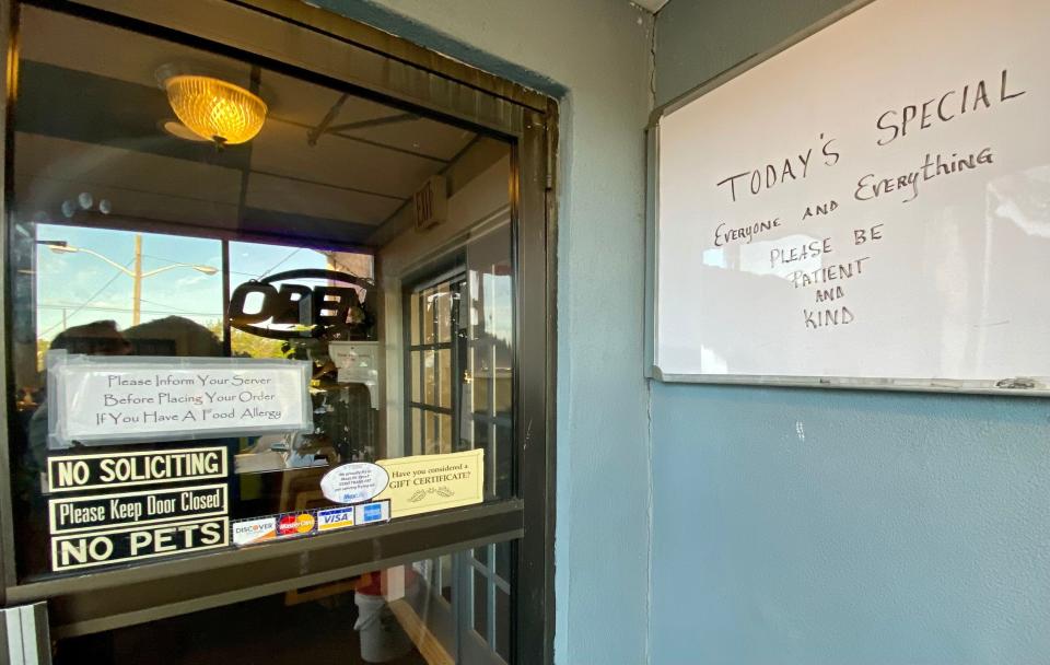 A sign advertises the daily special at Magoni's Ferry Landing in Somerset on Wednesday, May 3.