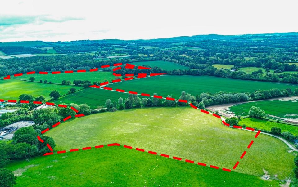 The solar farm is planned to cover the areas outlined in red