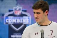 FILE PHOTO: Mar 1, 2019; Indianapolis, IN, USA; Duke quarterback Daniel Jones (QB07) speaks to media during the 2019 NFL Combine at the Indiana Convention Center. Mandatory Credit: Trevor Ruszkowski-USA TODAY Sports