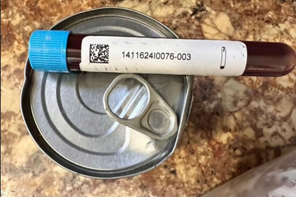 Anna Elliot said she was shocked to discover a vial of blood and a can of beans inside of her package from Shein. anna_200.1/TikTok