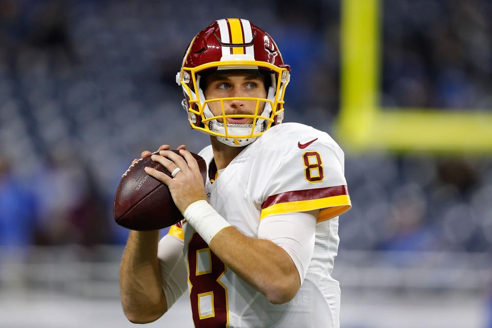 DETROIT, MI - OCTOBER 23: Kirk Cousins #8 of the Washington Redskins warms up prior to the game against the Detroit Lions at Ford Field on October 23, 2016 in Detroit, Michigan. (Photo by Leon Halip/Getty Images)