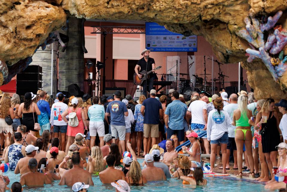 Country singer Kristian Bush of Sugarland performs at the 2023 Island Hopper Songwriter Fest.