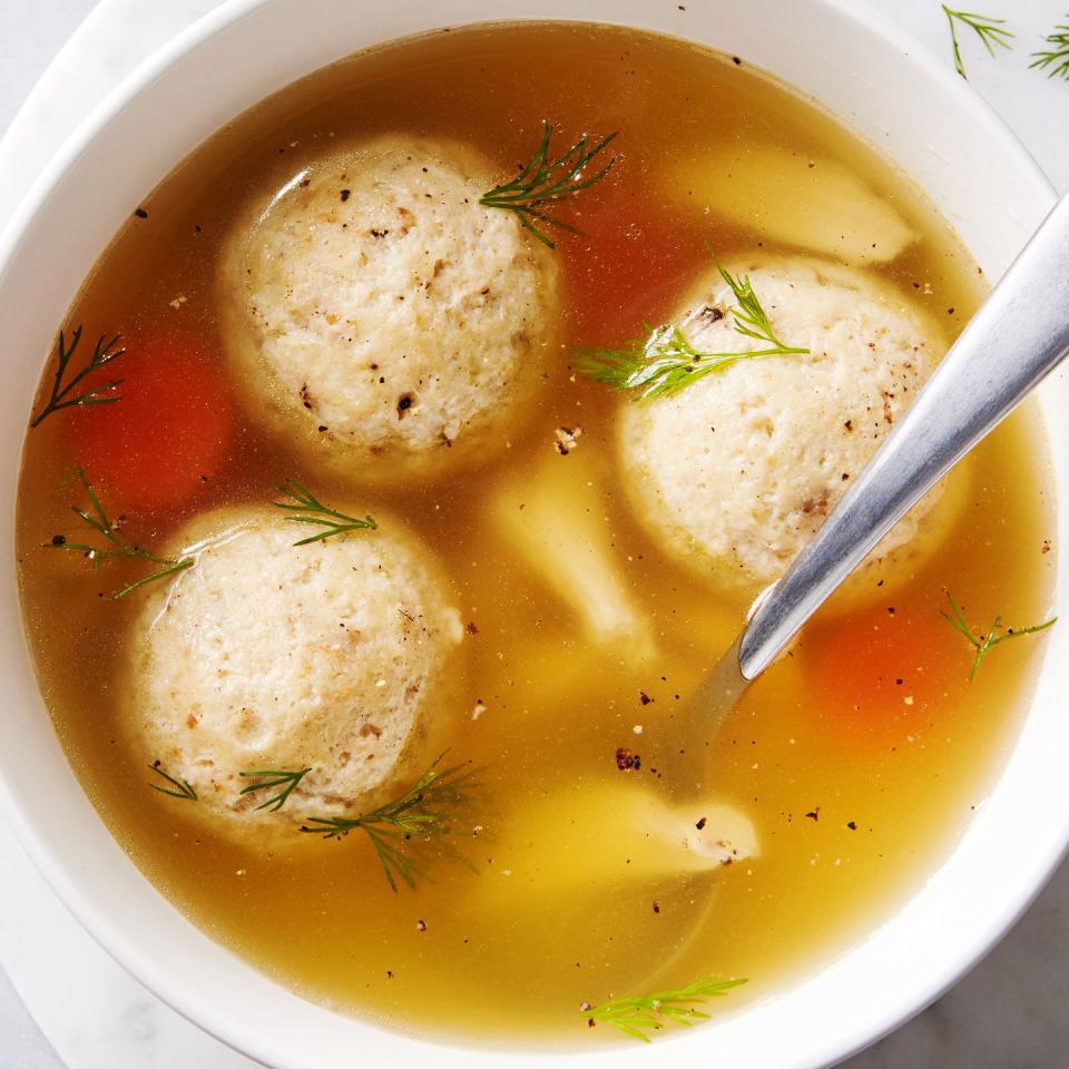 matzo ball soup with carrots and dill