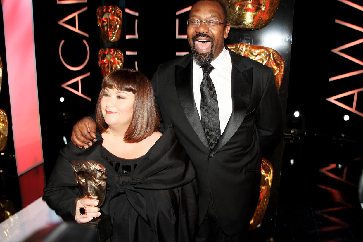 LONDON - APRIL 26: Dawn French and Lenny Henry pose in the press room at the BAFTA Television Awards 2009 held at The Royal Festival Hall, Southbank Centre on April 26, 2009 in London, England. (Photo by Dave Hogan/Getty Images)