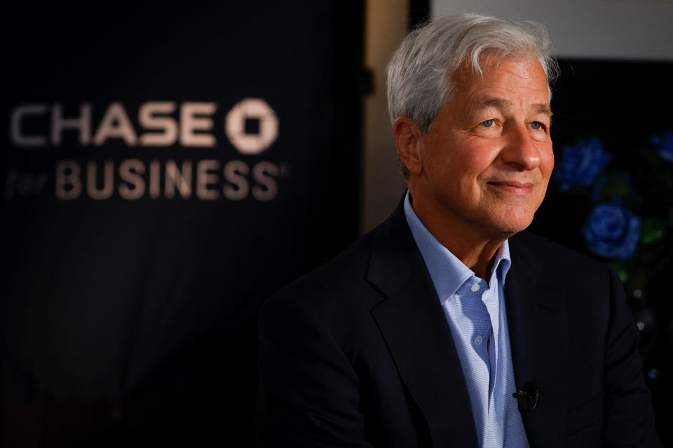 Jamie Dimon, chairman and CEO of bank JPMorgan Chase & Co., pauses as he speaks during an interview in Miami, February 8, 2023. REUTERS/Marco Bello