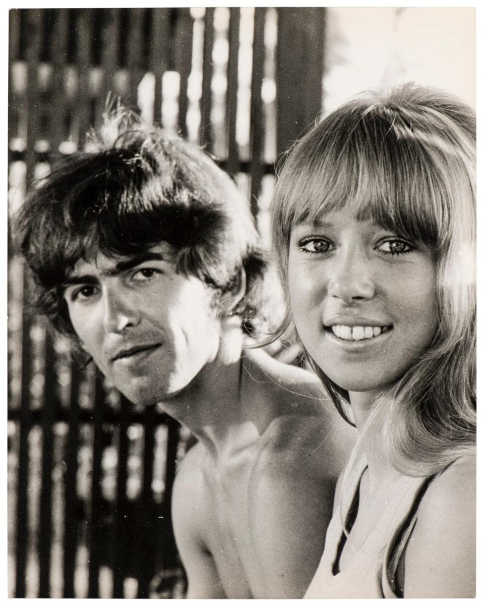 George Harrison and Pattie Boyd from a collection of honeymoon photographs, 1966. Lot 19, estimate £1,200 - £1,800 (Christie's)