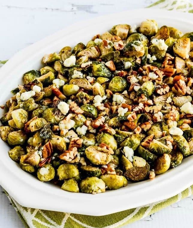 <a href="https://kalynskitchen.com/recipe-for-roasted-brussels-sprouts/" target="_blank" rel="noopener noreferrer"><strong>Roasted Brussels Sprouts with Pecans and Gorgonzola from Kalyn's Kitchen</strong></a>