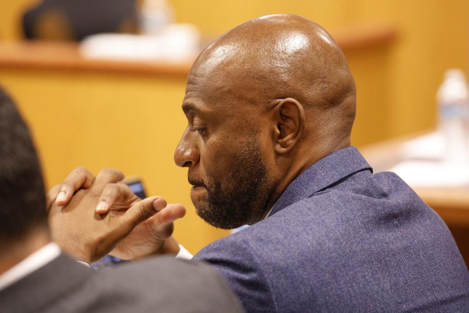 Fulton County Special Prosecutor Nathan Wade listens during a hearing on motions from defendant Sidney Powell in front of Fulton County Superior Court Judge Scott McAfee in Atlanta, Thursday, Oct. 5, 2023. Nineteen people, including former President Donald Trump, were indicted in August and accused of participating in a wide-ranging illegal scheme to overturn the results of the 2020 presidential election. (Erik S. Lesser/Pool Photo, via AP)