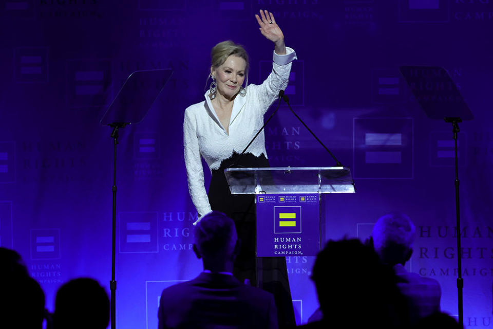 Jean Smart speaks onstage during the 2024 Human Rights Campaign dinner at Fairmont Century Plaza on March 23, 2024 in Los Angeles, California.