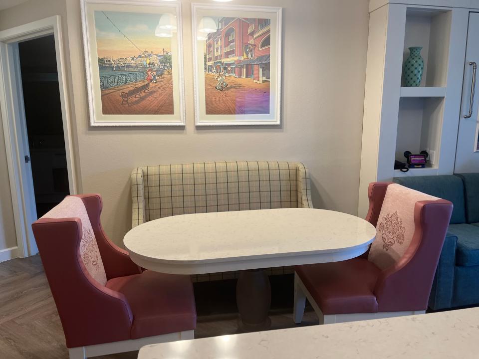 dining room area in a villa at disney's boardwalk inn