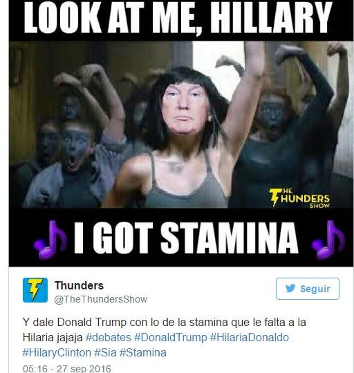 Una de las frases que se ganó titulares el día después del primer debate fue cuando Trump dijo a Clinton que ella no tenía la resistencia o “stamina” para ser presidenta. Clinton le respondió citando su experiencia política al viajar 112 países y pasar más de 11 horas testificando ante un comité del senado.