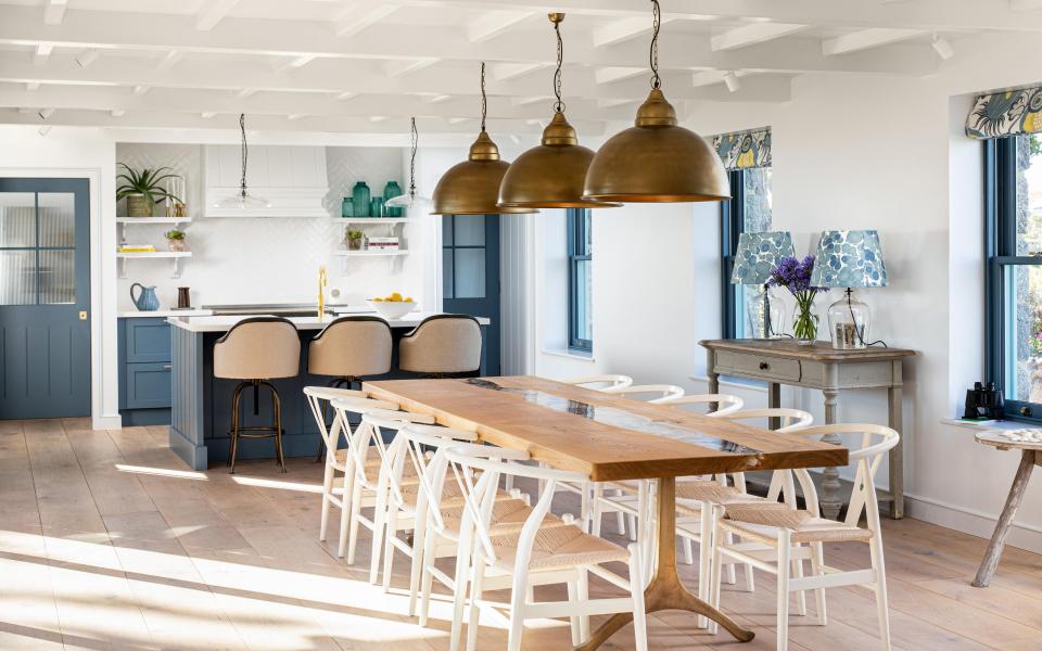 The airy, beachy dining room at Seabreeze cottage on the island of Tresco - David Butler