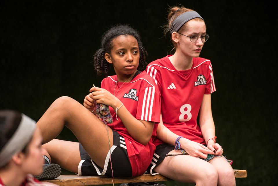 Madison Jones and Natalie Ottman perform in "The Wolves," staged by Renaissance Theaterworks.