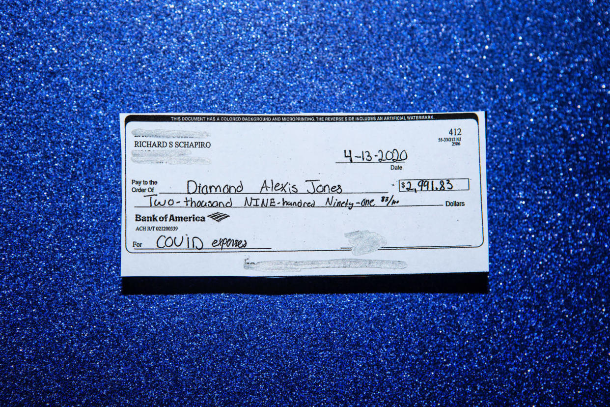 Image: The check looked just like the one he sent, but the only handwriting that matched the authors was the signature. (Calla Kessler / for NBC News)