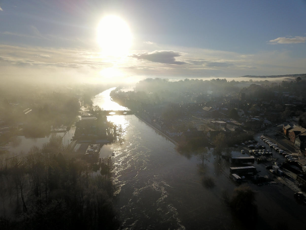 Aerial view of flooding along the river Severn at Bewdley where despite the efforts by the environment agency. (SWNS)