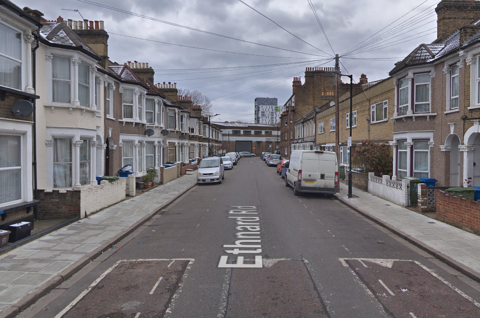 Police were called to Ethnard Road on Friday afternoon. A 75-year-old woman had been stabbed to death: Google Street View