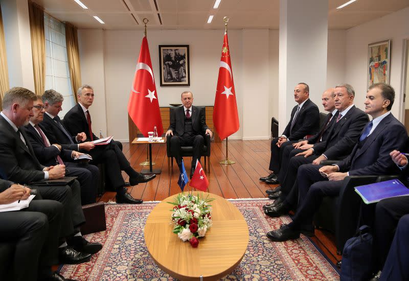 Turkish President Erdogan meets with NATO Secretary General Stoltenberg in Brussels