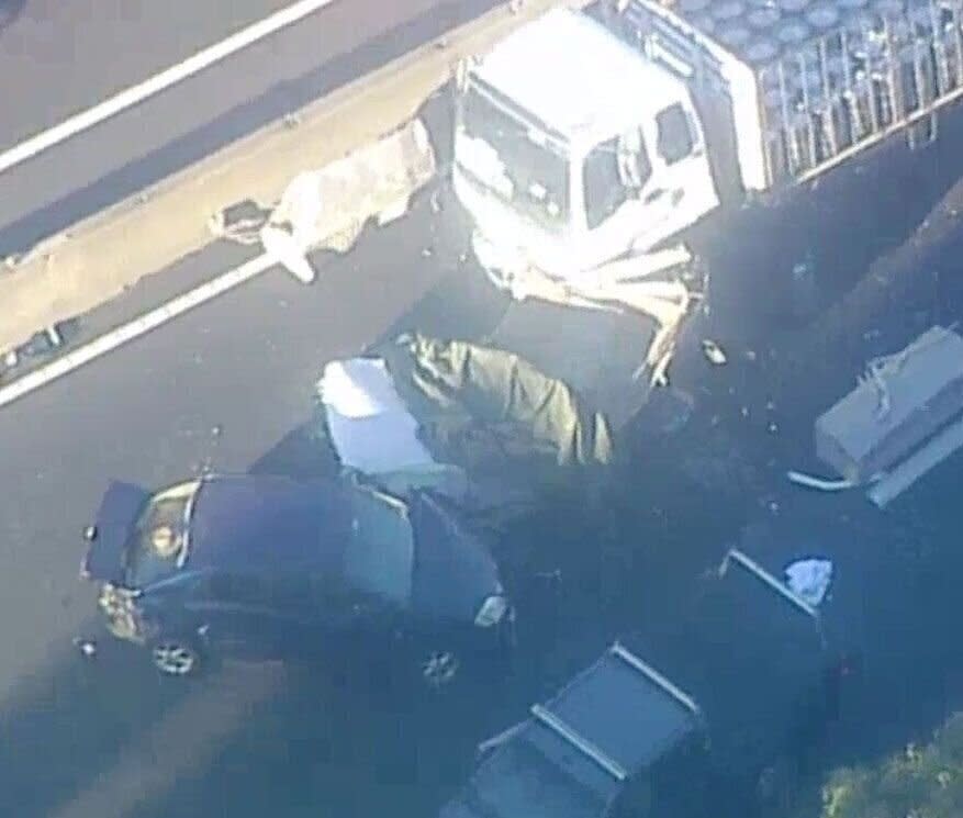 The scene of the fatal crash on the M4 in Sydney. Source: 7 News