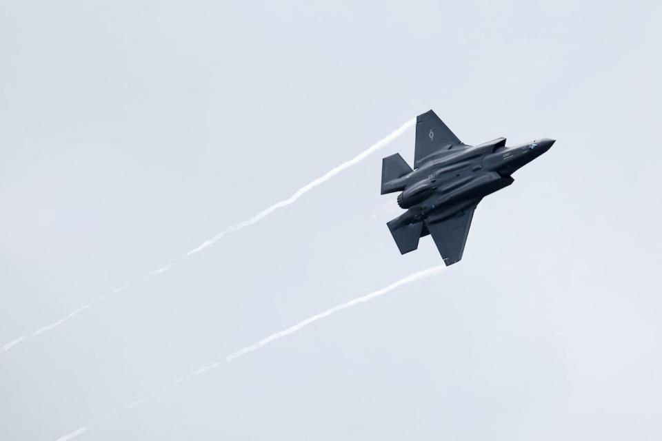 A Lockheed Martin F-35 fighter jet performs a flying display at the 54th International Paris Airshow at Le Bourget Airport near Paris, France, June 20, 2023. 