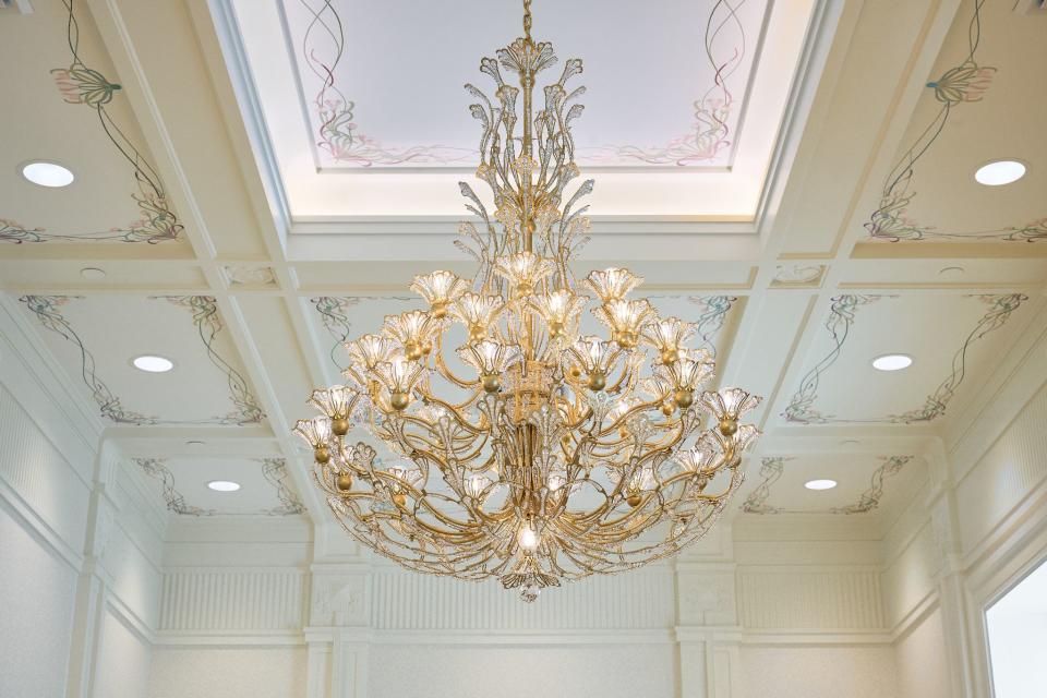 A chandelier in a sealing room in the Orem Utah Temple.  