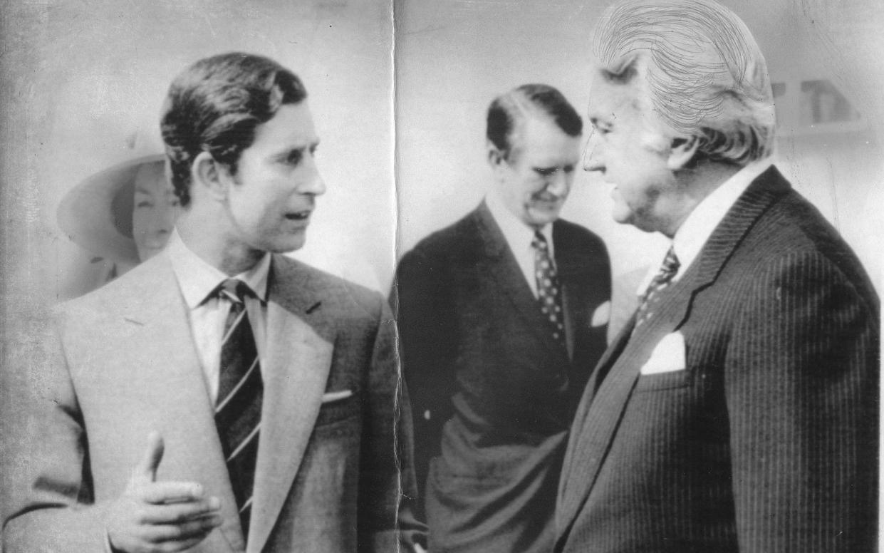 Prince Charles is welcomed to Canberra by Sir John Kerr in 1977 - AP