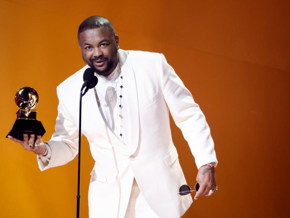 The-Dream accepting the Grammy for Best R&B Song for Beyoncé’s ‘Cuff It’ in 2023 (Getty Images)