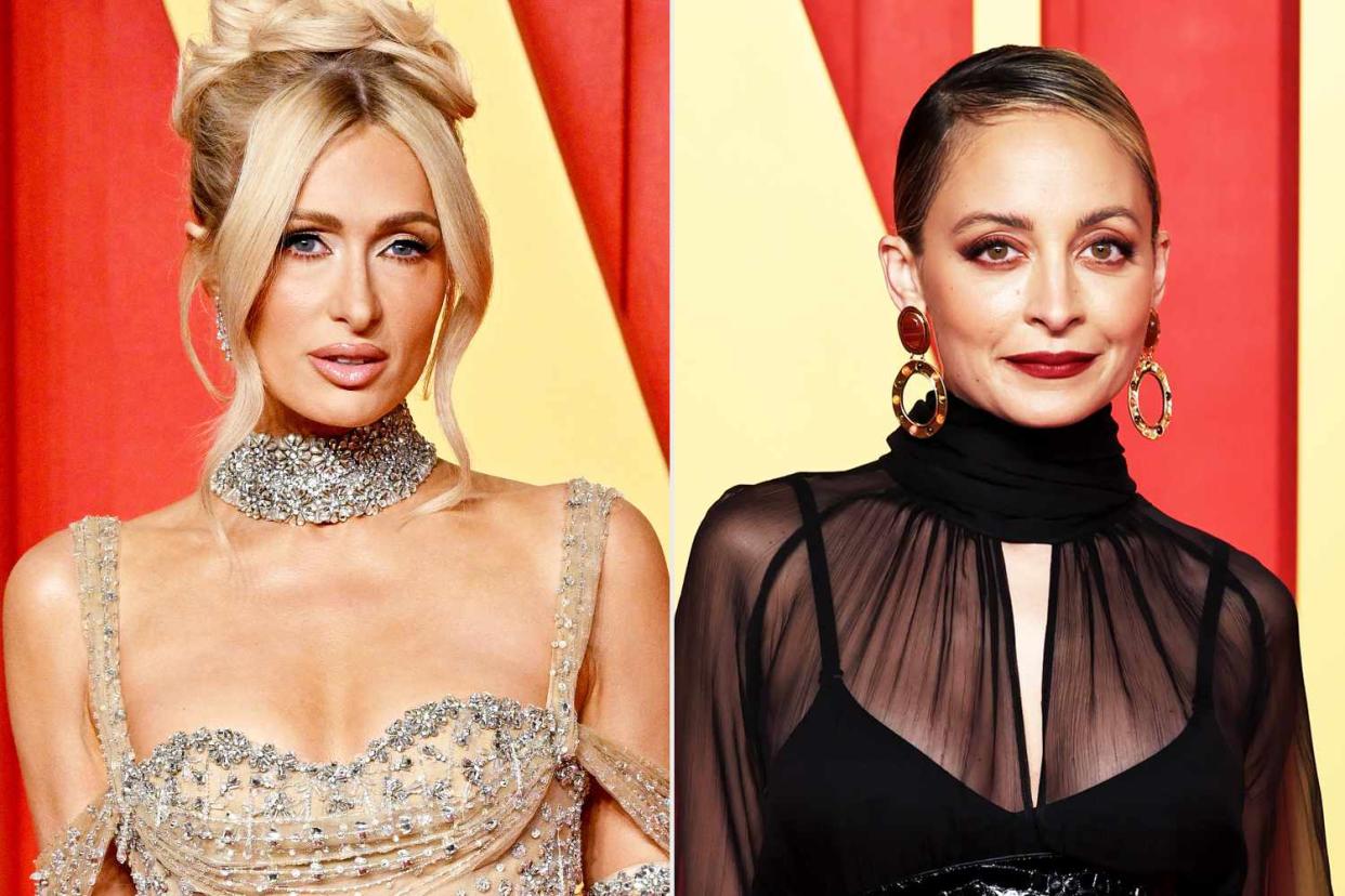 <p>Lionel Hahn/Getty; Jamie McCarthy/WireImage</p> Paris Hilton (left) and Nicole Richie at the 2024 Vanity Fair Oscars Party