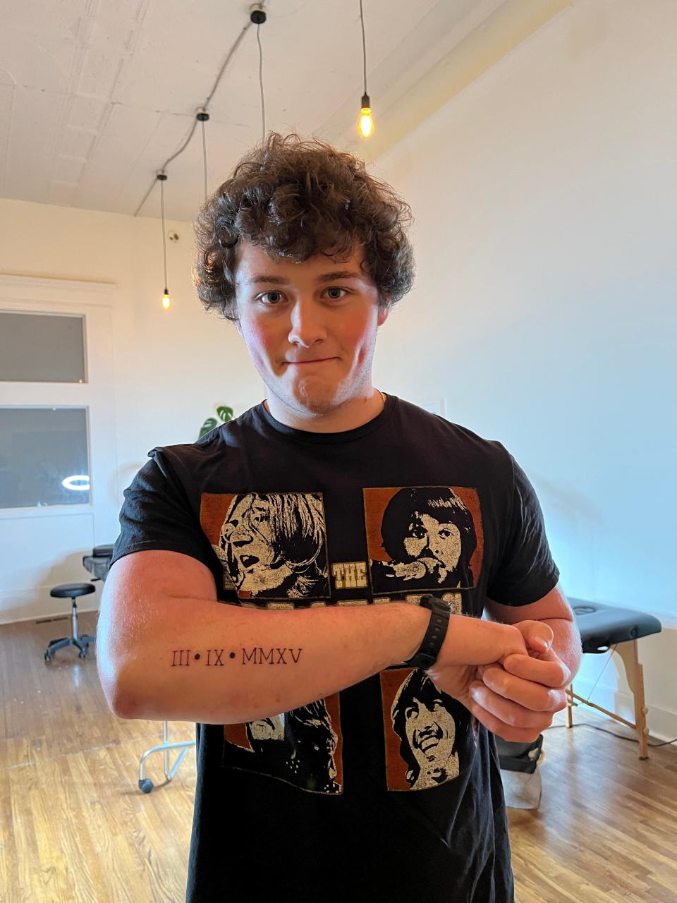 JT shows off his tattoo that he acquired with his sister, Harley.