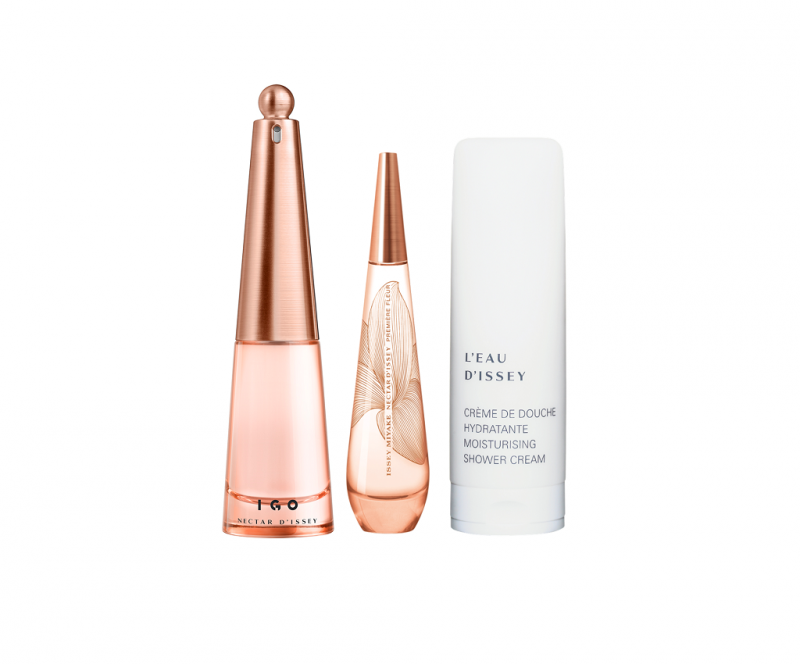 ISSEY MIYAKE Nectar d’Issey 香氛套裝 優惠價HK$950 (價值HK$2,100) 包括︰ -Nectar d’Issey IGO 淡香精 80ml -Nectar d’Issey Première Fleur 淡香精 50ml -香氛沐浴乳 200ml