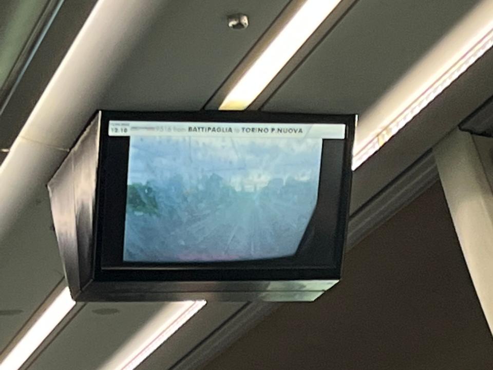Screens in Frecciarossa train.