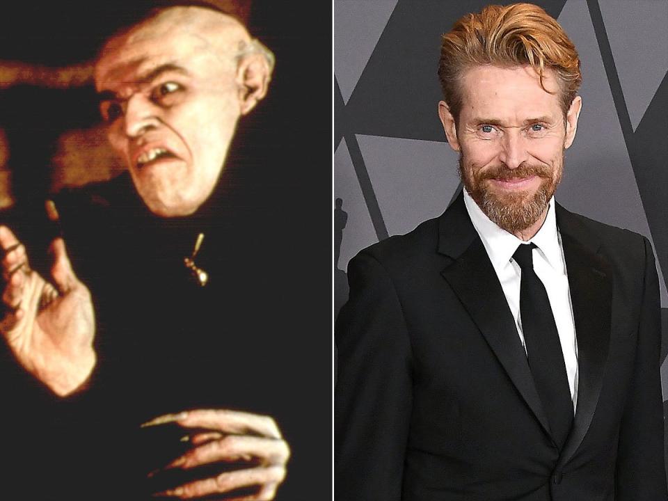 Dafoe went through hours of makeup to transform into the creepy vampire from this clever, fictional reimagining of the making of the horror classic <em>Nosferatu.</em> "It took a little over three hours to get into the makeup," Dafoe later told <em><a href="http://www.indiewire.com/2001/01/interview-the-vampiric-arts-of-merhige-and-dafoe-in-shadow-81220/" rel="nofollow noopener" target="_blank" data-ylk="slk:IndieWire;elm:context_link;itc:0;sec:content-canvas" class="link ">IndieWire</a>. </em>"I usually dress myself on movie sets, but in this case, I had to be dressed, because there were some undergarments, a shoulder piece, very awkward boots, and a very tight waistcoat, so that took awhile." He added that it took another hour at the end of the day to get cleaned up. Because he was usually the first one on set and the last one to leave, Dafoe said many of his fellow actors never saw him out of character during the entire shoot. 