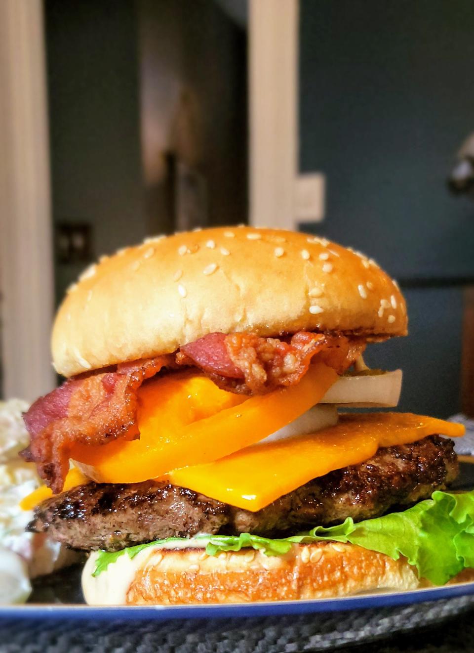 For National Cheeseburger Day, Courier Journal food writer Dana McMahan made Black Hawk Farms Wagyu beef burgers with all the fixings.