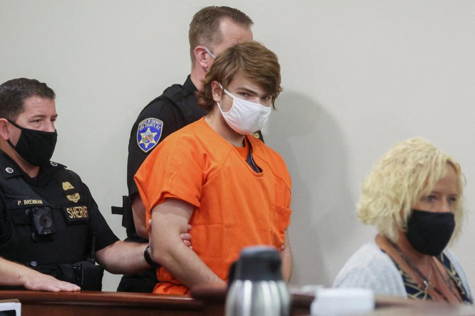 Payton Gendron appears in court on 19 May as he is indicted by a grand jury over the mass shooting (REUTERS)