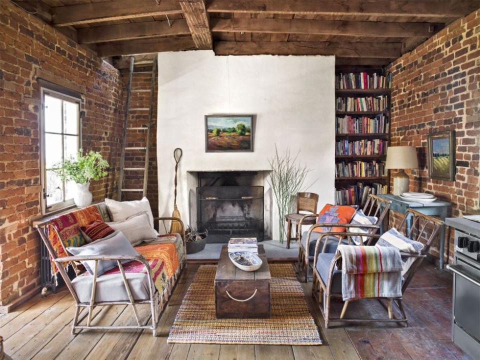 rustic living room with rattan furniture