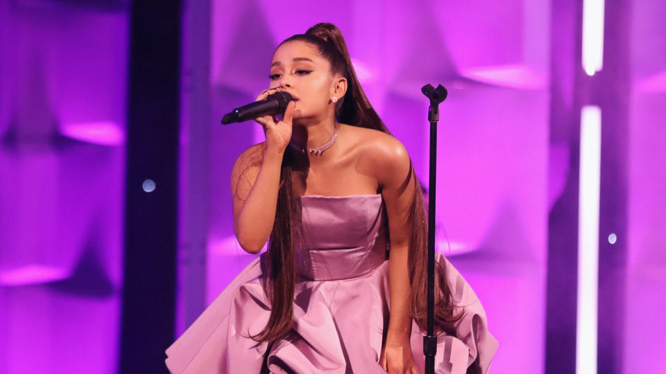 Ariana Grande performing at Billboard's 13th Annual Women in Music Show