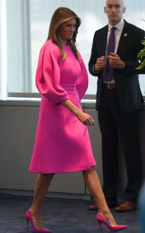 Melania Trump wearing Delpozo - Credit: AFP