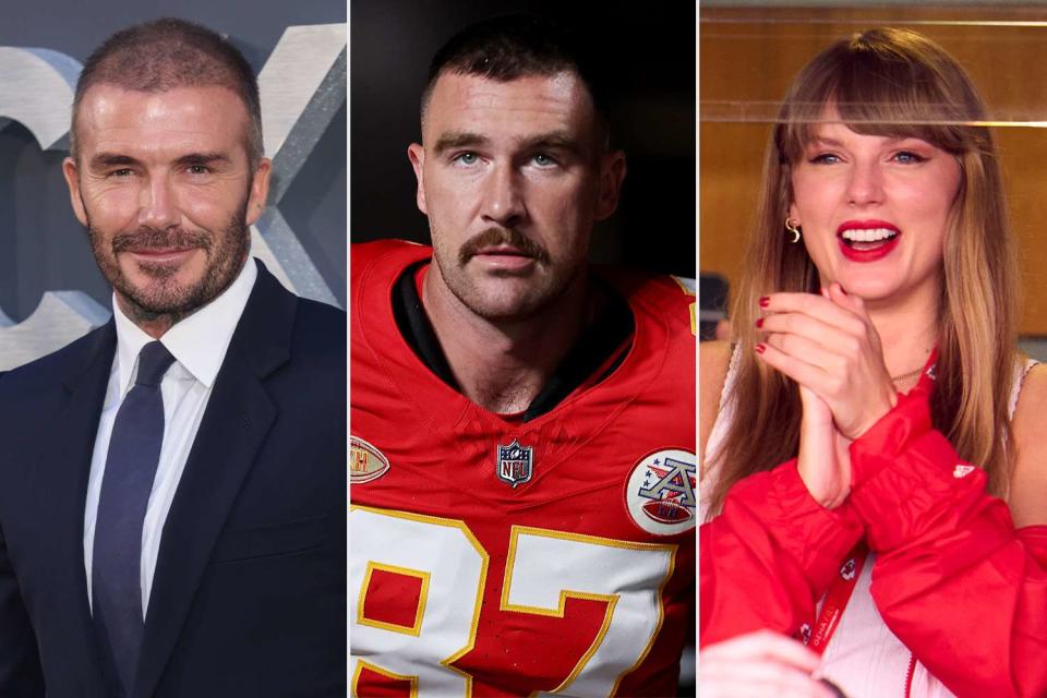 <p>Mike Marsland/WireImage; Dustin Satloff/Getty; Cooper Neill/Getty</p> David Beckham Weighs In on Taylor Swift and Travis Kelce rumored relationship